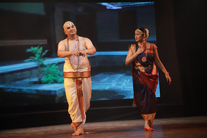 Stage still — Sri Ramanuja Vybhavam, most recent magnum opus, ensemble tableau