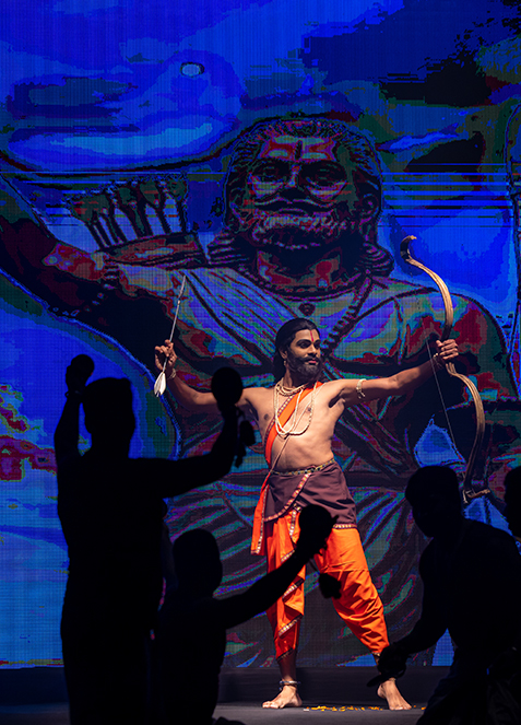 Stage still — Sthree, ensemble in performance, warm wash